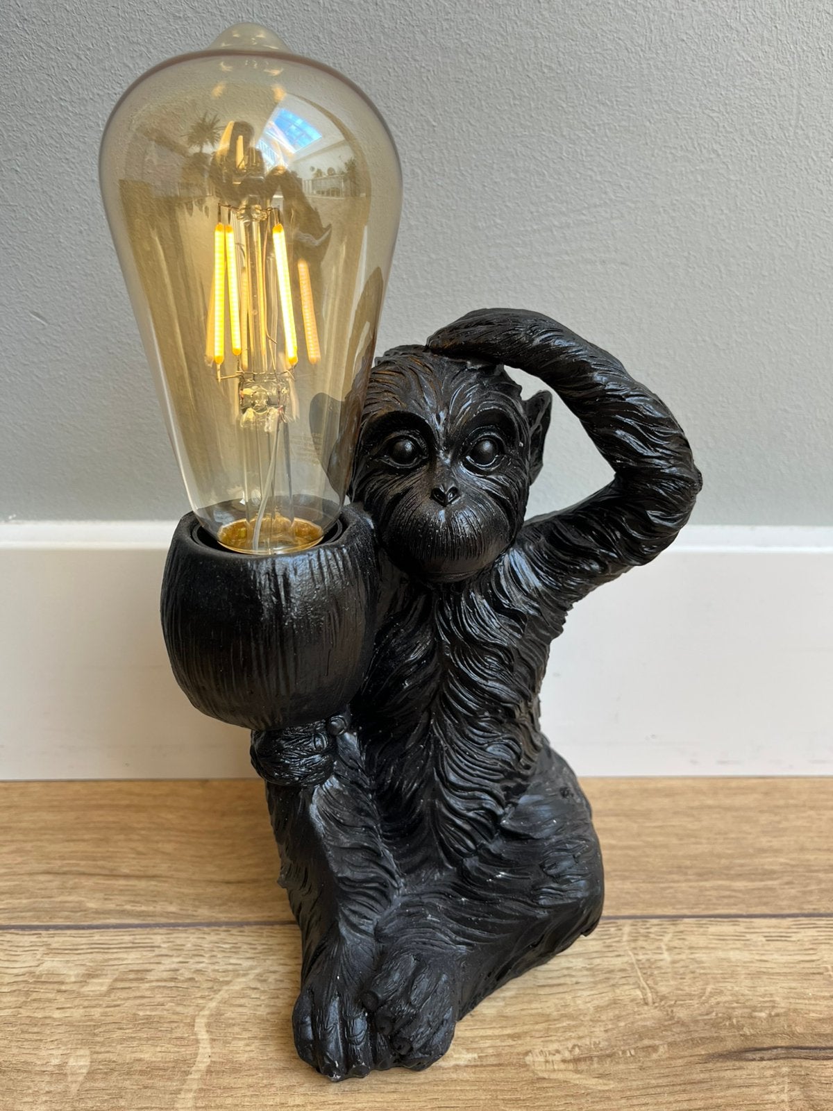 ==Nieuw== Tafellamp Monkey Aapje - Zwart  Incl. Lamp en doos, Zwart, Ophalen of Verzenden, Nieuw, Modern