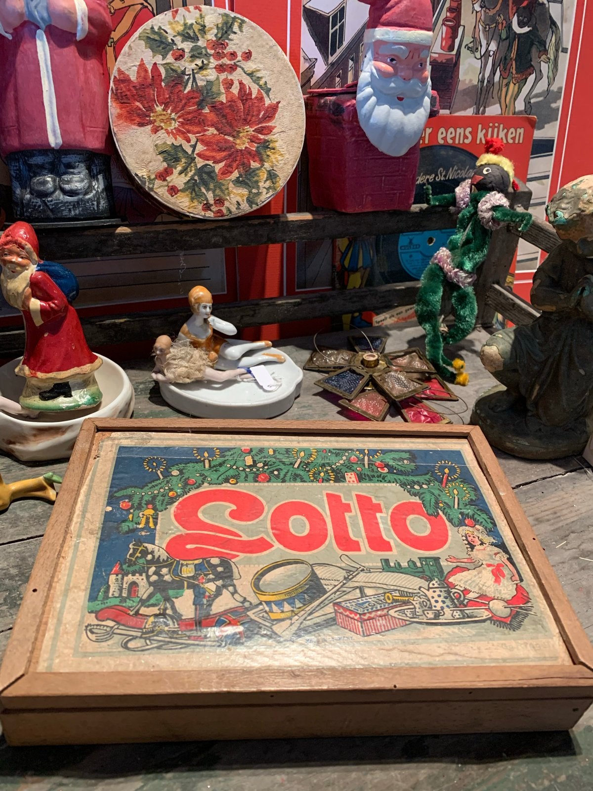 Zeer oud lotto bordspel - Vintage kersteditie, Diversen, Gebruikt, T, Ophalen of Verzenden, N