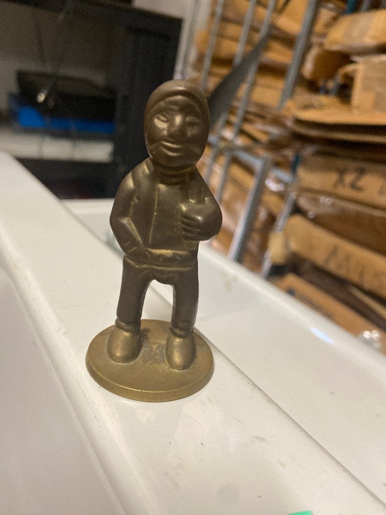 Vintage bronzen beeldje van een man, Verzamelen, Beelden en Beeldjes, Ophalen, Gebruikt, Mens