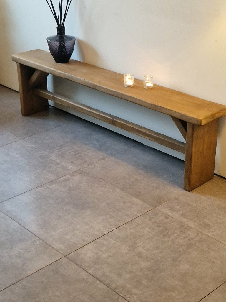 Hal/eettafelbank oud rustiek Handgemaakt, Huis en Inrichting, Ophalen, Minder dan 150 cm