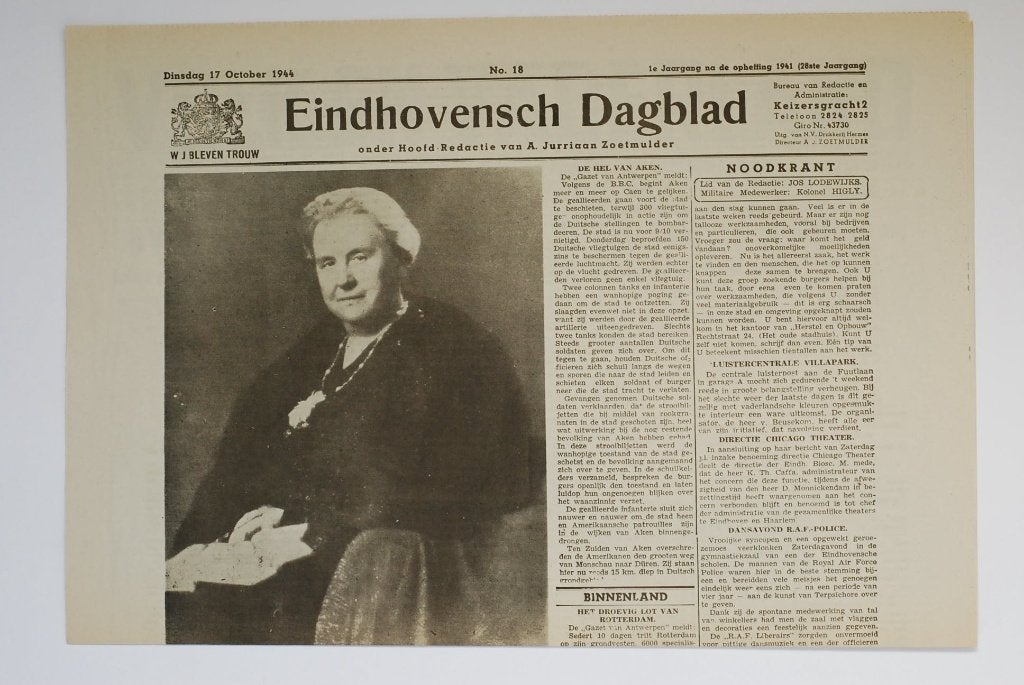 Eindhovensch Dagblad 1944 herdruk krant Tweede Wereldoorlog