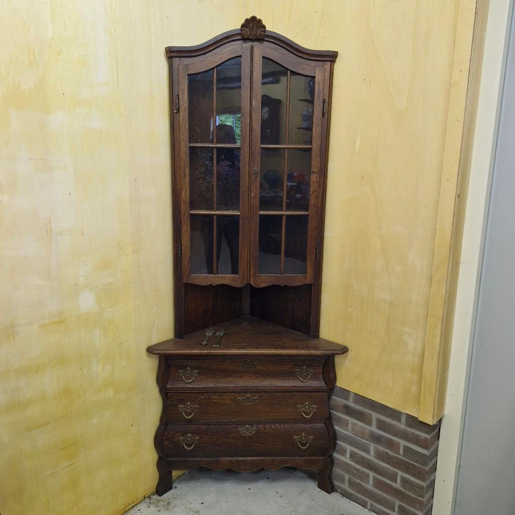 hoekkast, Huis en Inrichting, Kasten | Vitrinekasten, Ophalen, Gebruikt, Glas, Klassiek