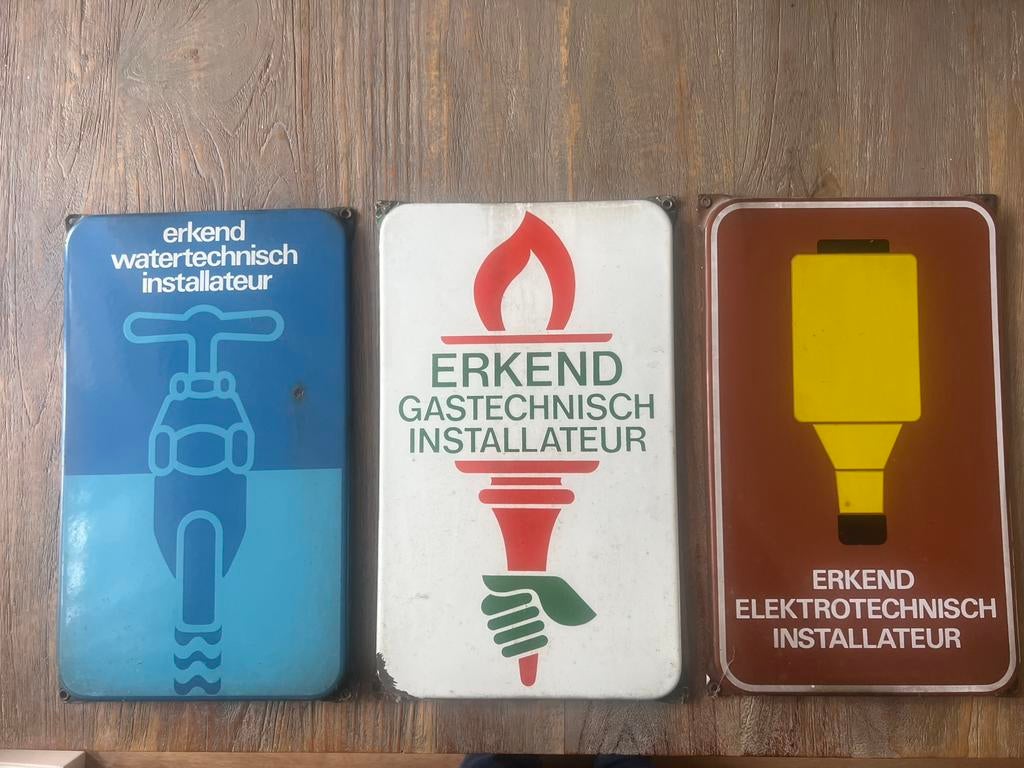 3 emaille borden, Ophalen