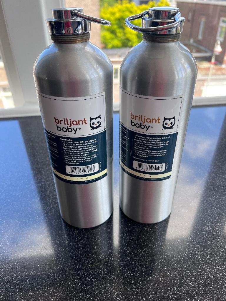 Briljant Baby Aluminium Kruiken + Kruikenzakken, Kinderen en Baby's, Ophalen of Verzenden, Zo goed als nieuw, Overige typen