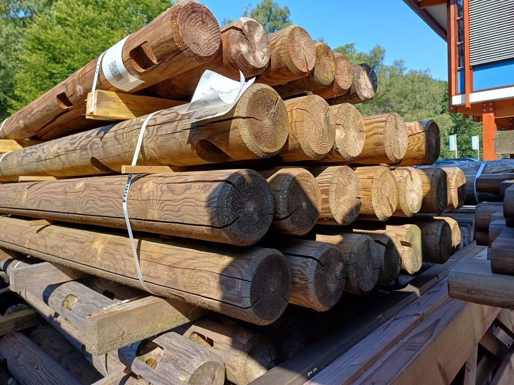 Grenen palen gefreesd 200cm Ø14 nr. 502, Tuin en Terras, Palen, Balken en Planken, Ophalen, Zo goed als nieuw, 250 cm of meer