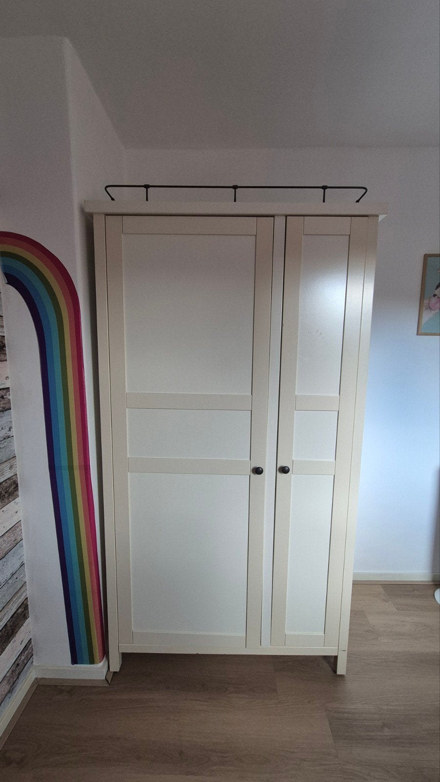 Witte kledingkast met hang- en leggedeelte, Ophalen, Met deur(en), Gebruikt, 50 tot 100 cm