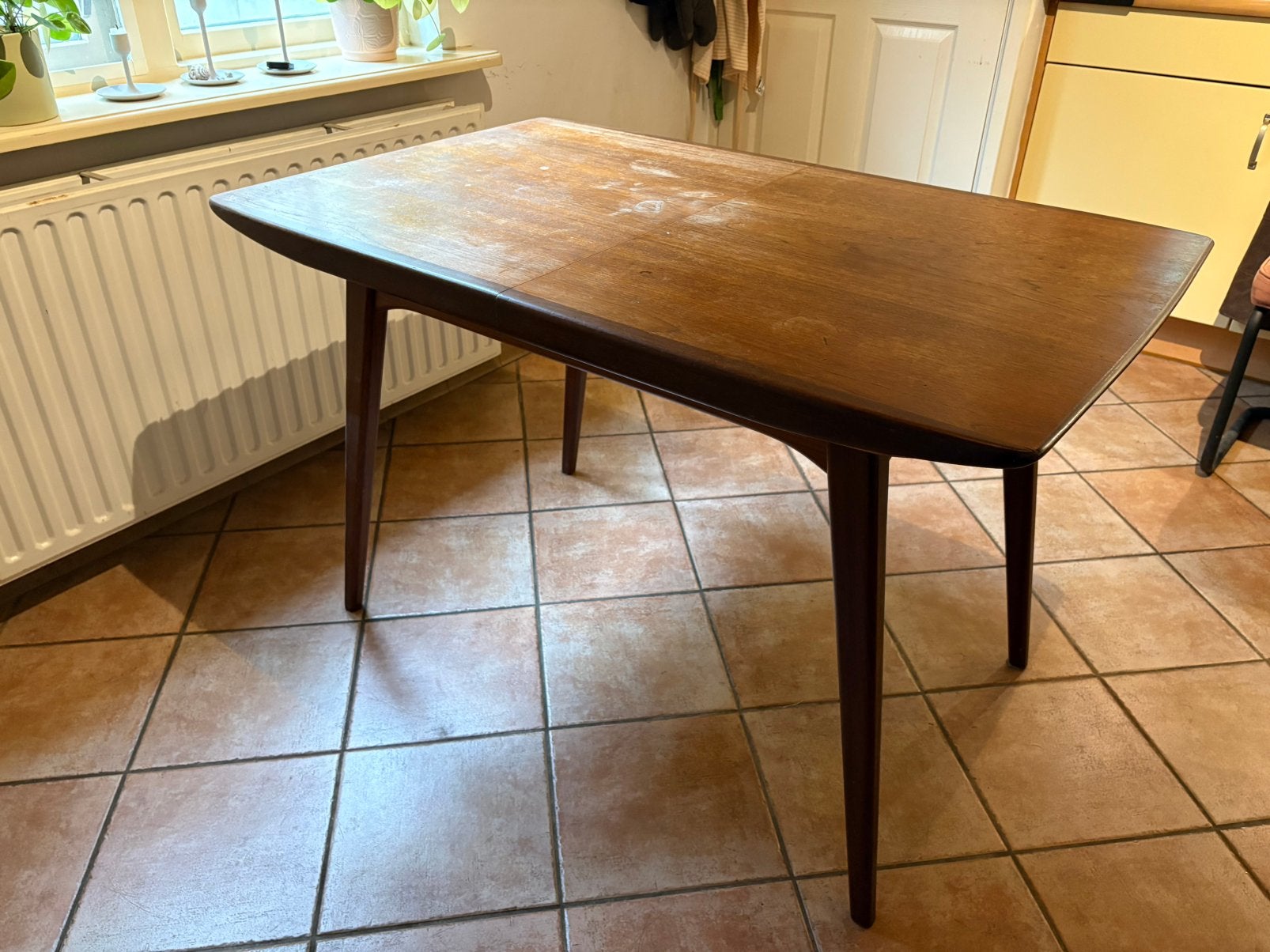 Vintage Wébé Louis van Teeffelen verlengbare eettafel, Ophalen, Gebruikt, 50 tot 100 cm, 150 tot 200 cm