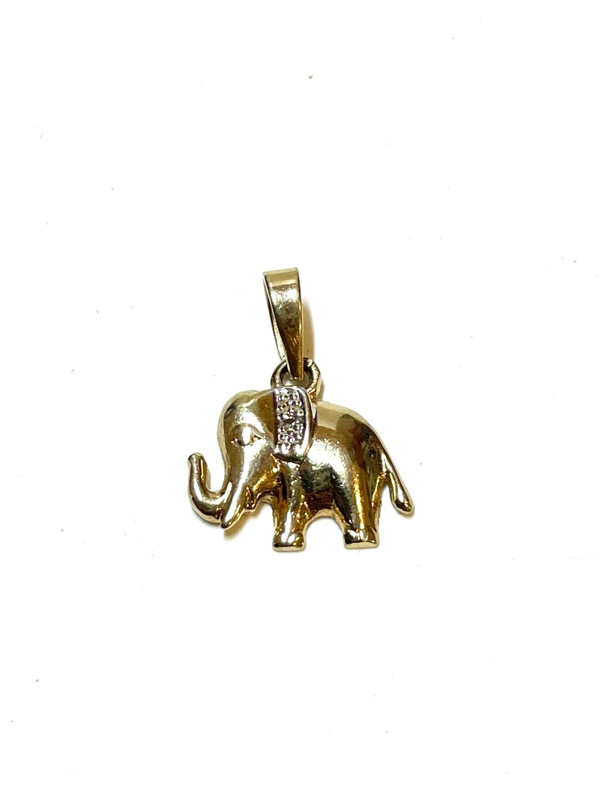 14k gouden olifant hanger met een diamant, -, -, Ophalen of Verzenden, Zo goed als nieuw