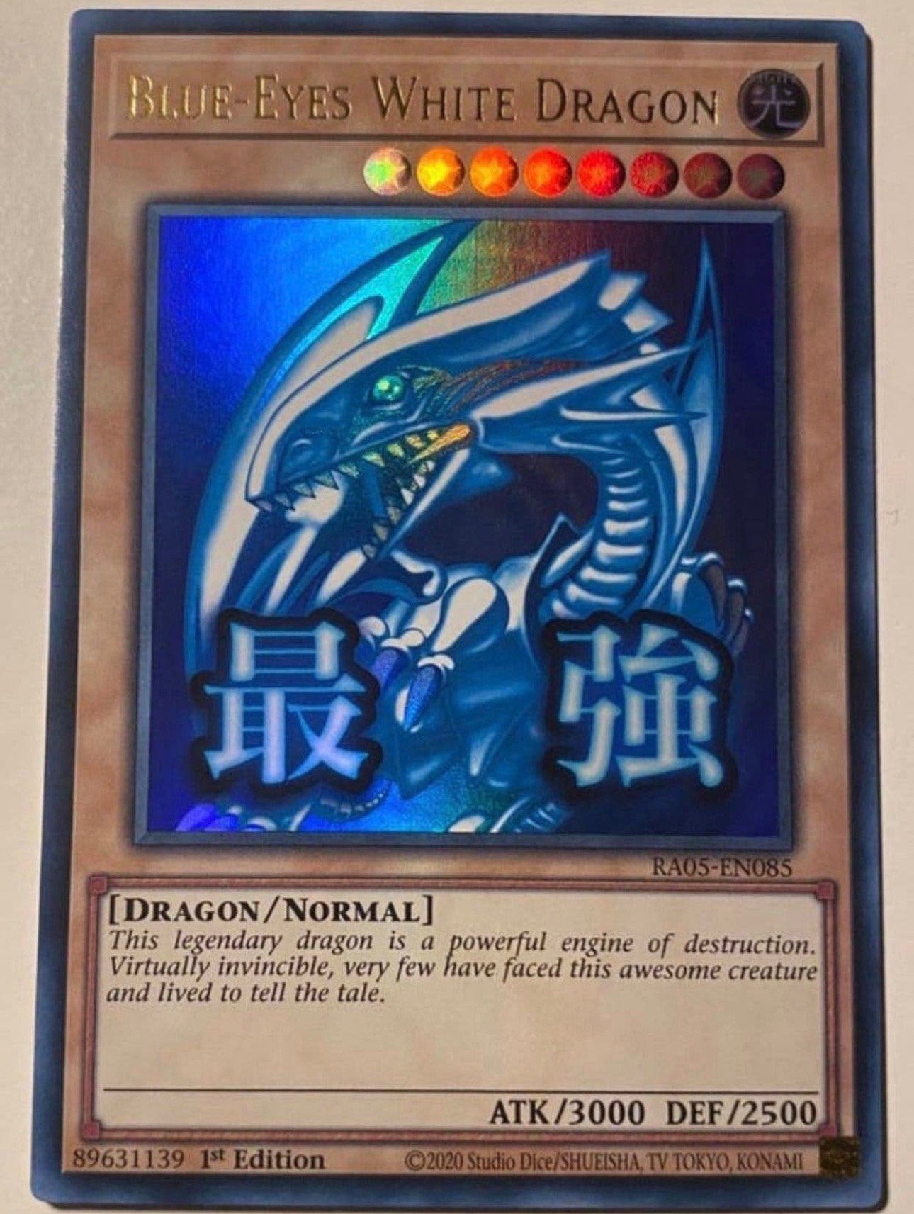 Yu-Gi-Oh! Stamped Blue-Eyes White Dragon RA05 1st Ed Mint  !, Hobby en Vrije tijd, Verzamelkaartspellen | Yu-gi-Oh!, Ophalen of Verzenden
