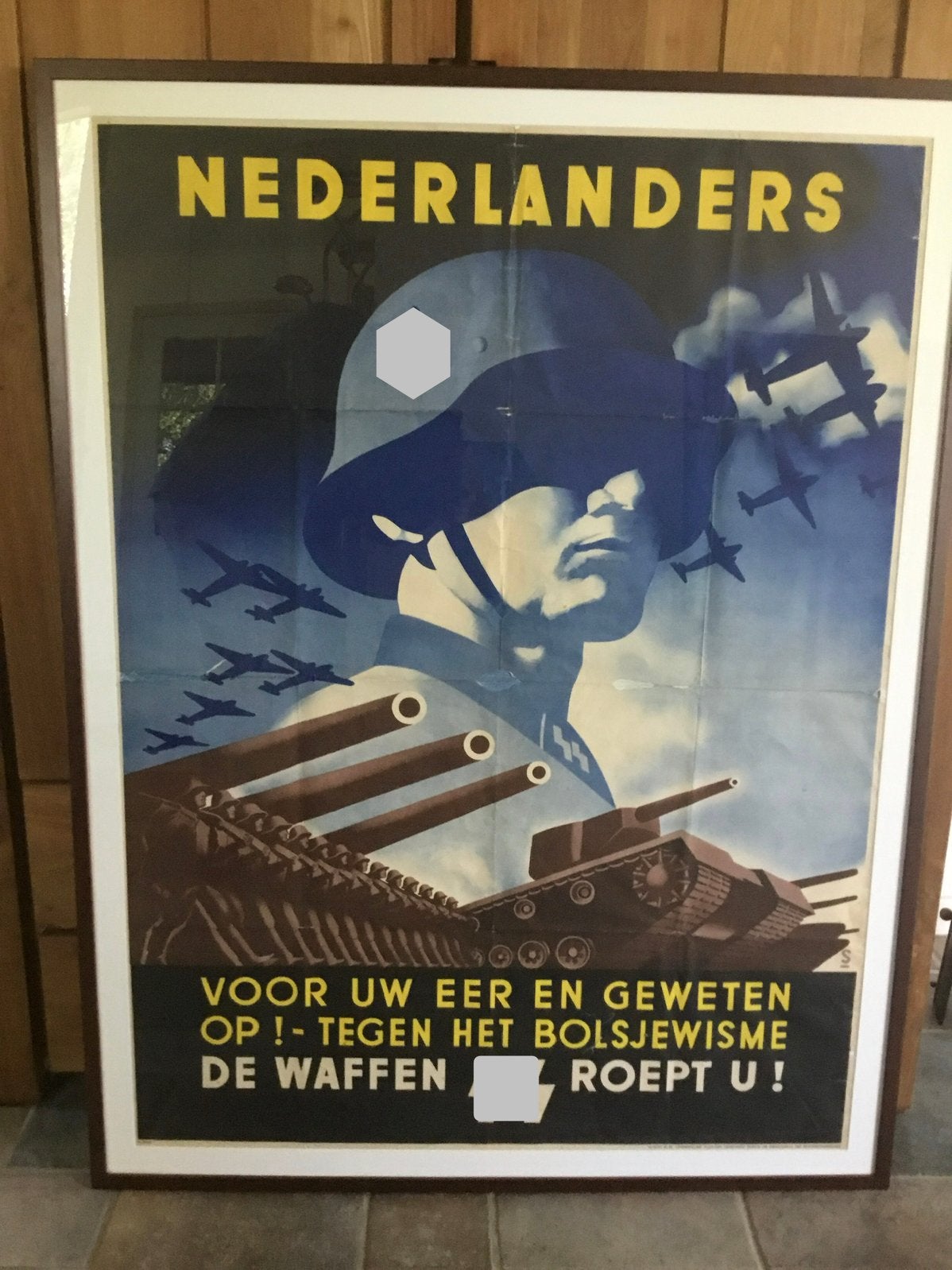 Originele ingelijste XX poster ‘ Nederlanders voor uw eer..’, Verzamelen, Ophalen, Landmacht, Nederland, Foto of Poster