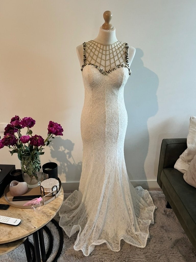 Gunbeyi maat 42 M gala cocktail jurk wit 3320