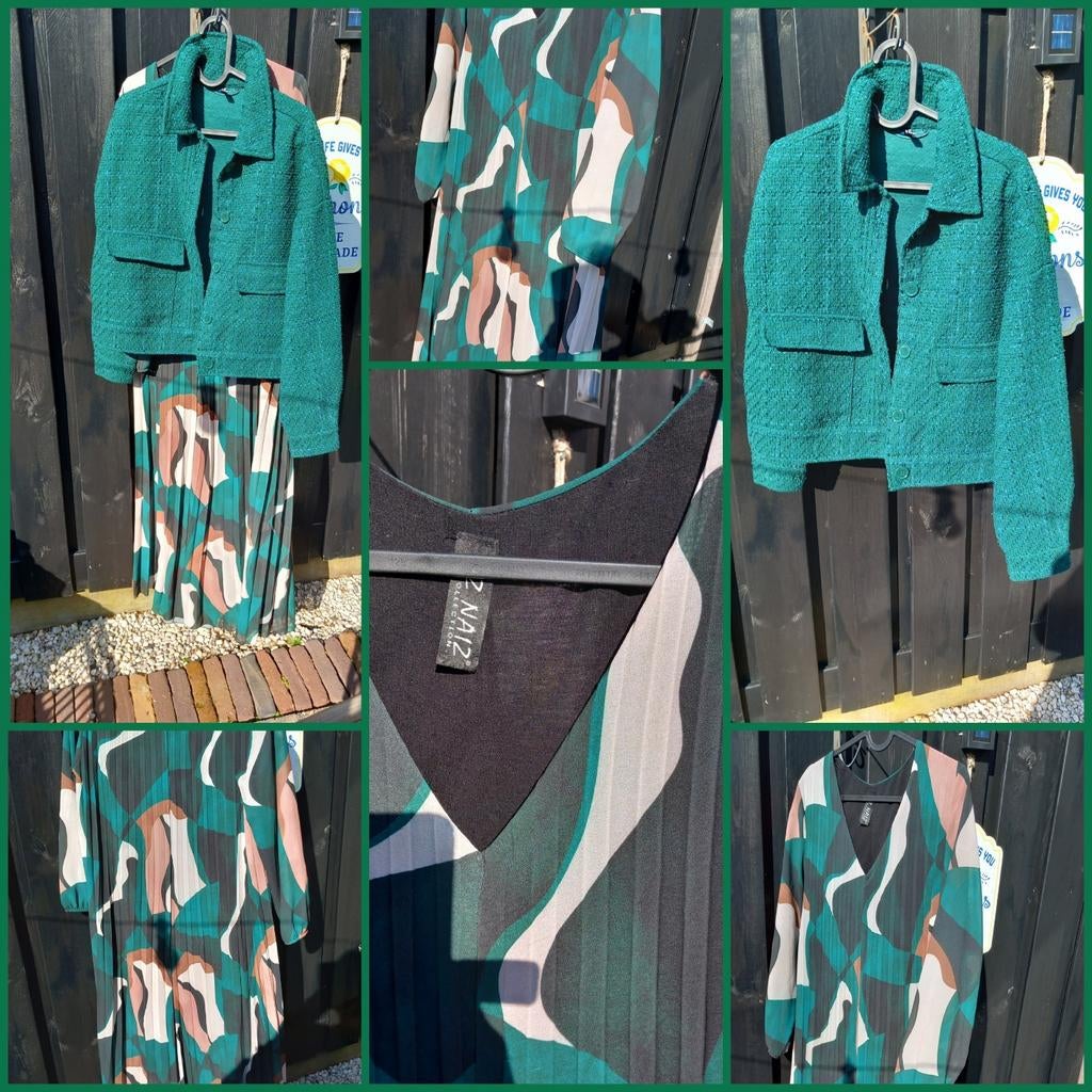 Iz Naiz plissé jurk met print maat L/XL, Maat 46/48 (XL) of groter, Iz Naiz, Ophalen of Verzenden, Zo goed als nieuw