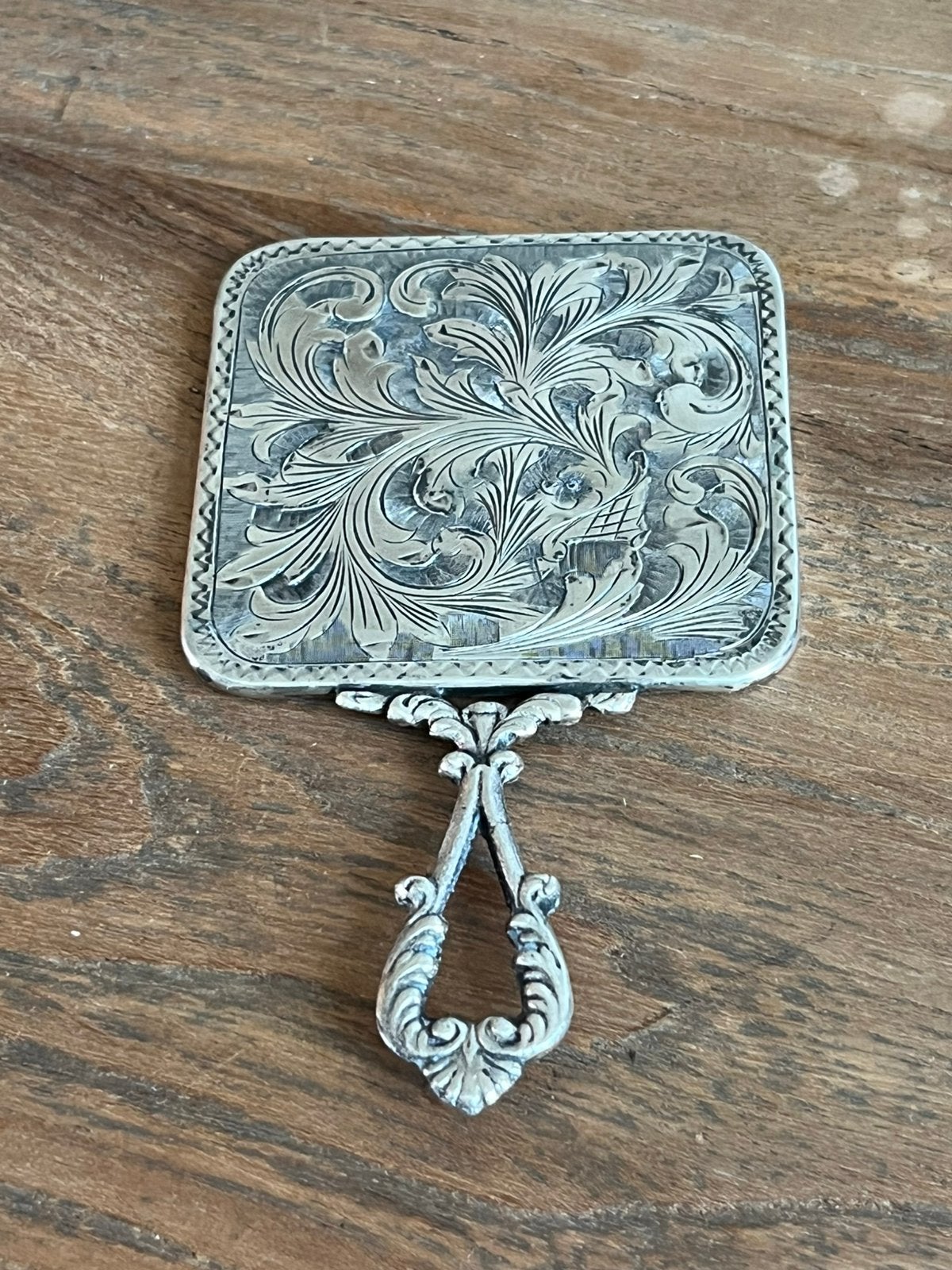 Antieke zilveren handspiegel met bloemmotief, Antiek en Kunst, Verzenden, Zilver