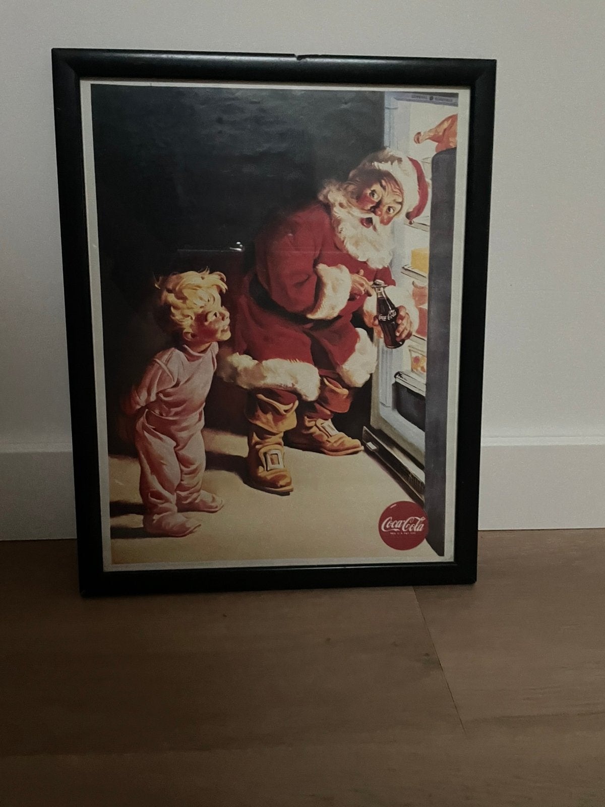 Coca Cola kerstman poster ingelijst, Ophalen of Verzenden, Gebruikt