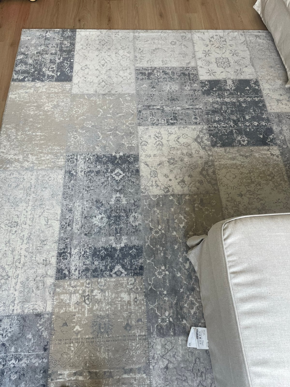 Modern Vloerkleed Grijs/Crème Patchwork - 300x200 cm, Ophalen, Gebruikt, 200 cm of meer, Crème