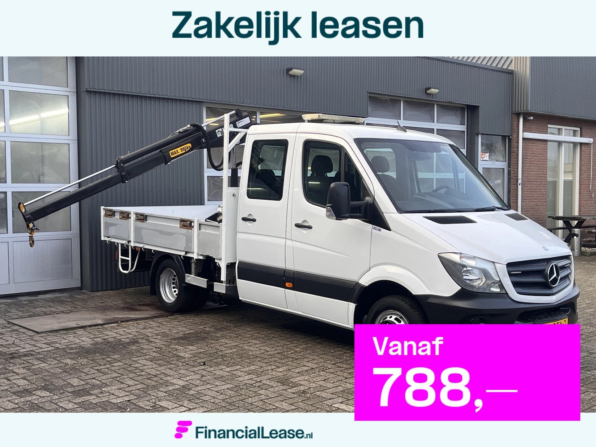 Mercedes-Benz Sprinter 513 CDI 130pk DC Laadkraan Hiab 017T, Automaat, Stof, 4 cilinders, 7 stoelen