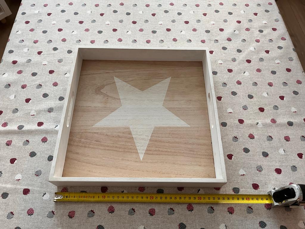 Decoratieve houten dienblad met ster, 35 cm, Ophalen of Verzenden, Gebruikt, Vierkant, Hout