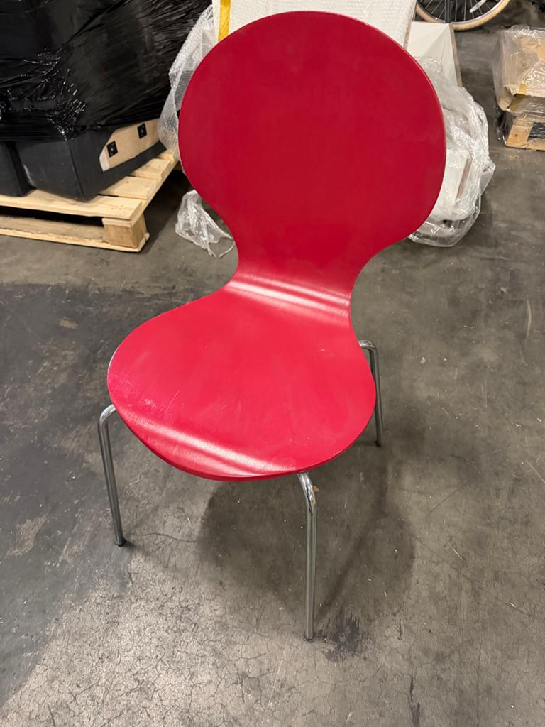 8 Rode stoelen, gebruikt - Modern design, Ophalen, Kunststof, Gebruikt, Vijf, Zes of meer stoelen