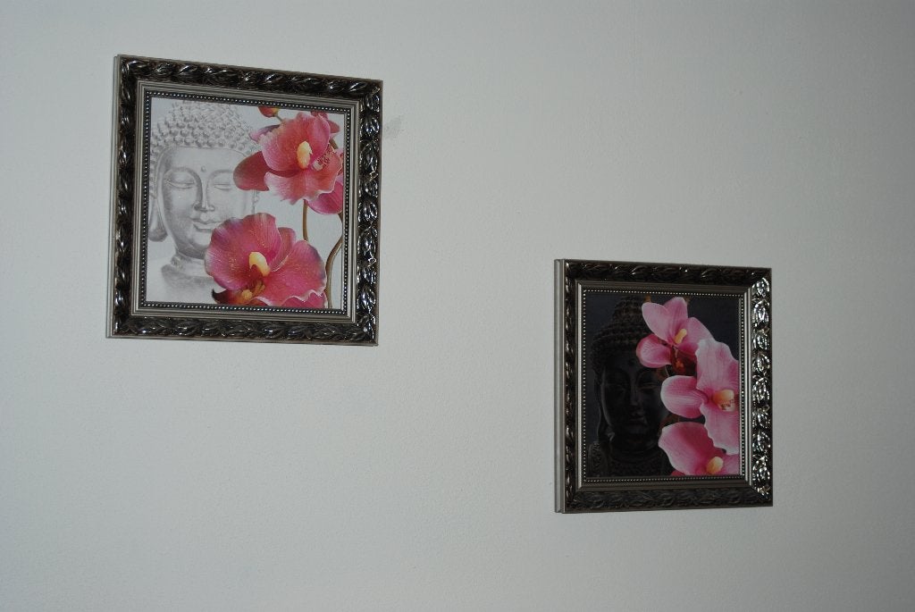 Boeddha afbeeldingen, Antiek en Kunst, Kunst | Niet-Westerse kunst, Hout, Wanddecoratie, Ophalen of Verzenden, Roze