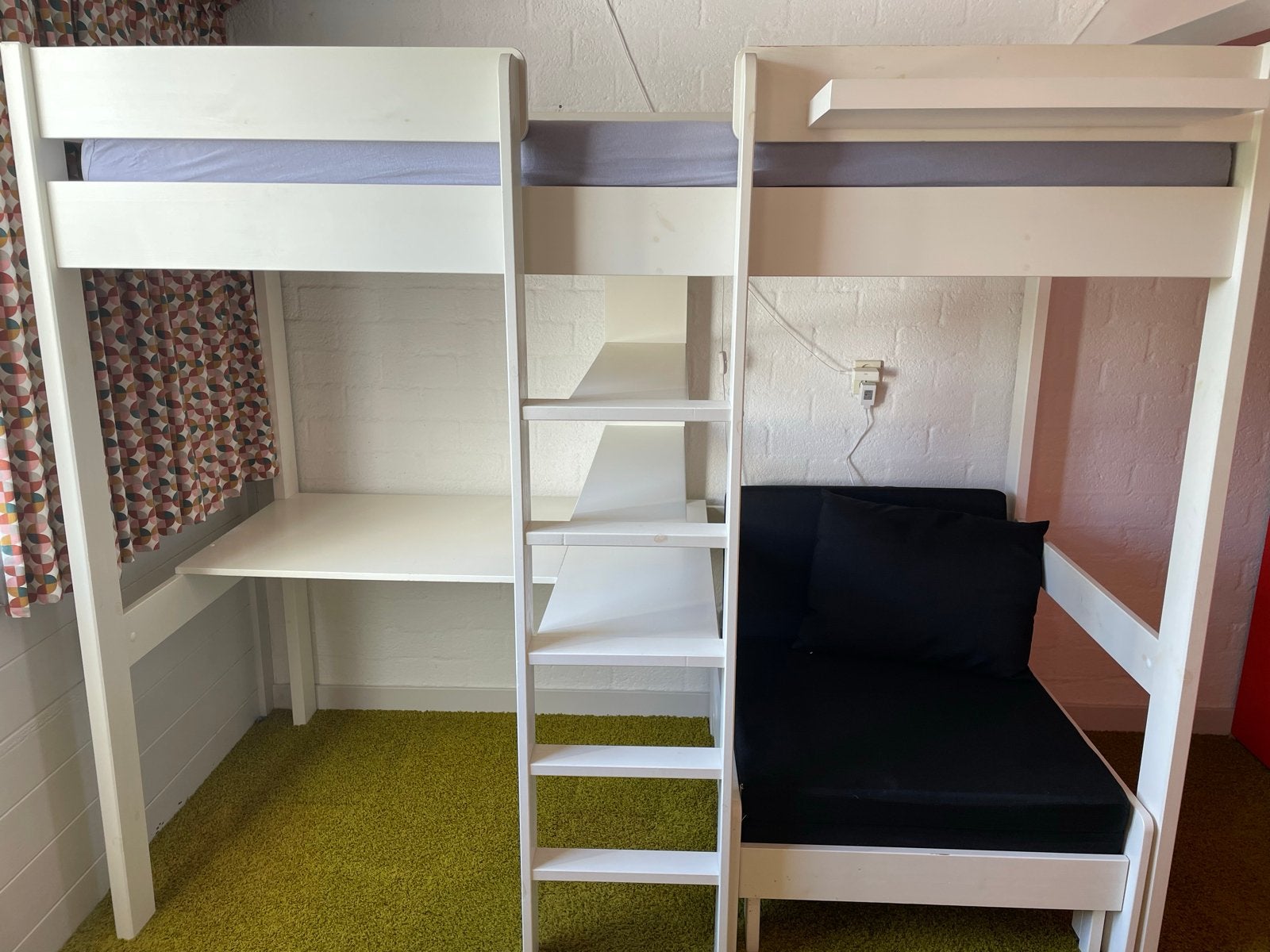 Vipack Hoogslaper met zetelbed en bureau - Wit