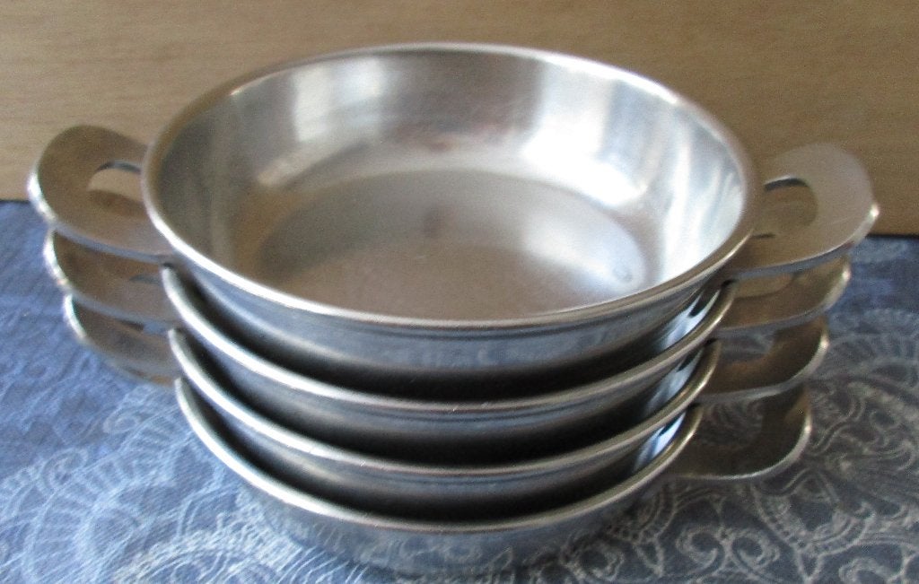 4 vintage Gero Zilmeta kleine schalen 19 cm - 3,5 cm hoog, Overige typen, Ophalen of Verzenden, Gebruikt, Metaal