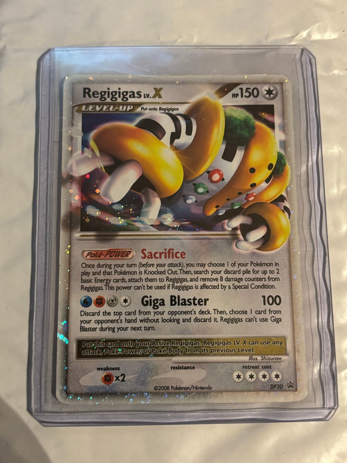 Regigigas LV.X Pokémon kaart - Beschadigd, Ophalen of Verzenden, Gebruikt, Losse kaart