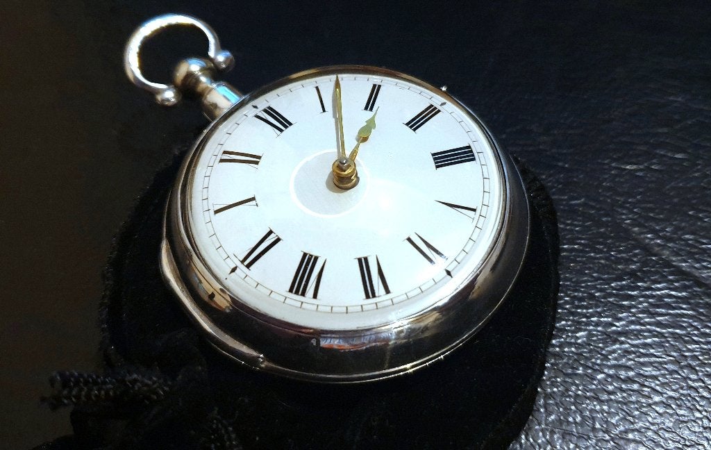 Zakhorloge spillegang dubb. kast zilver B'ham 1806 !!MINT!!, Ophalen of Verzenden, Zilver, Overige typen