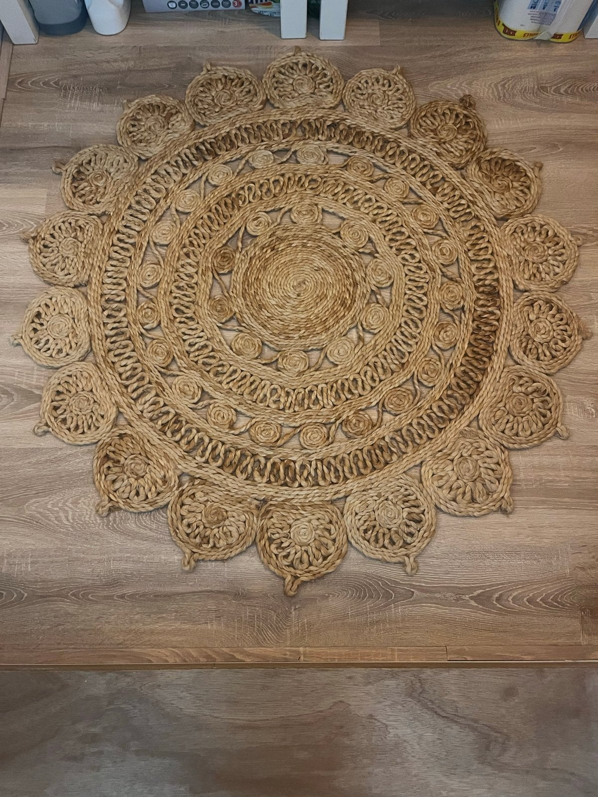Rond Jute Vloerkleed - Natuurlijke Boho Stijl, Ophalen, 100 tot 150 cm, Bruin, Rond