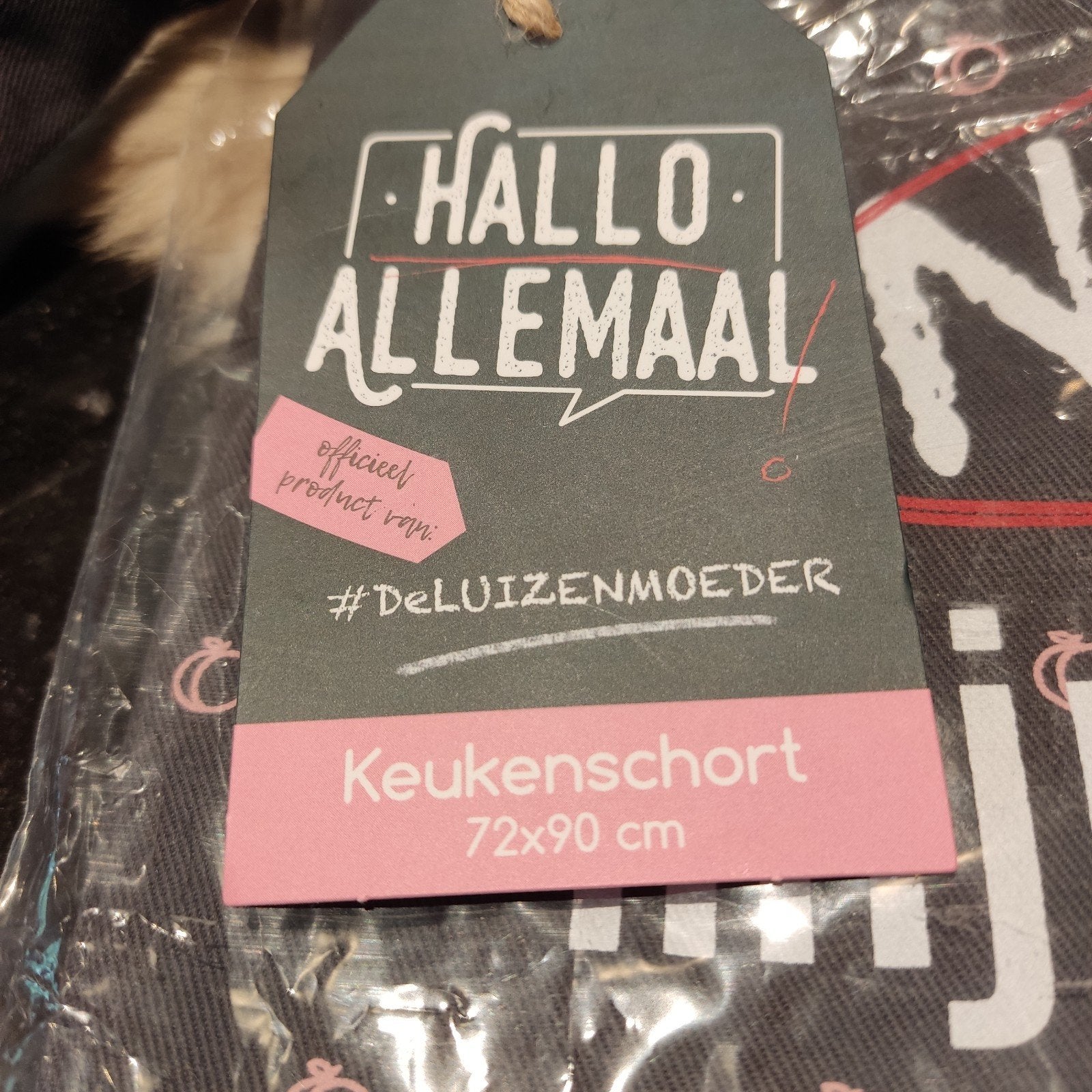 Keukenschort "Hallo Allemaal" - De Luizenmoeder, Overige typen, Nieuw, Ophalen of Verzenden, Natuurlijk materiaal