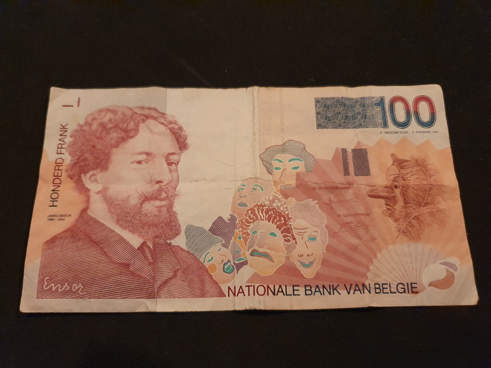 Belgisch biljet 100 Frank James Ensor (1995), Ophalen of Verzenden, Los biljet