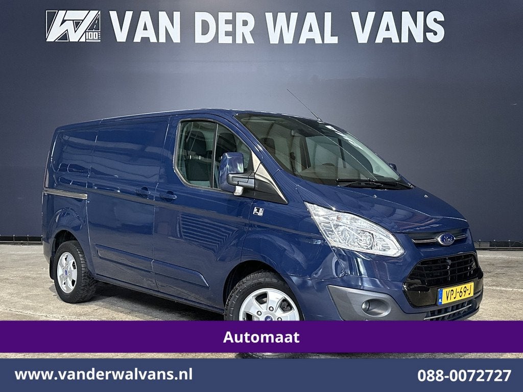 Ford Transit Custom 2.0 TDCI 131pk Automaat L1H1 Euro6 Airco, Auto's, Bestelauto's, Stof, Euro 6, Blauw, 14 km/l