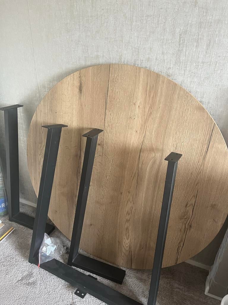 Bartafel Daan 120cm - Natuur houtkleur met zwart metalen pot, Huis en Inrichting, Tafels | Eettafels, Ophalen, 100 tot 150 cm