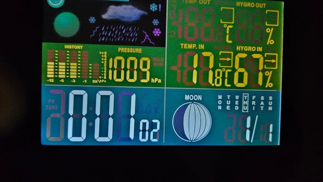Digitaal Weerstation voor Binnen met Kleurenscherm, Audio, Tv en Foto, Weerstations en Barometers, Ophalen of Verzenden, Zo goed als nieuw