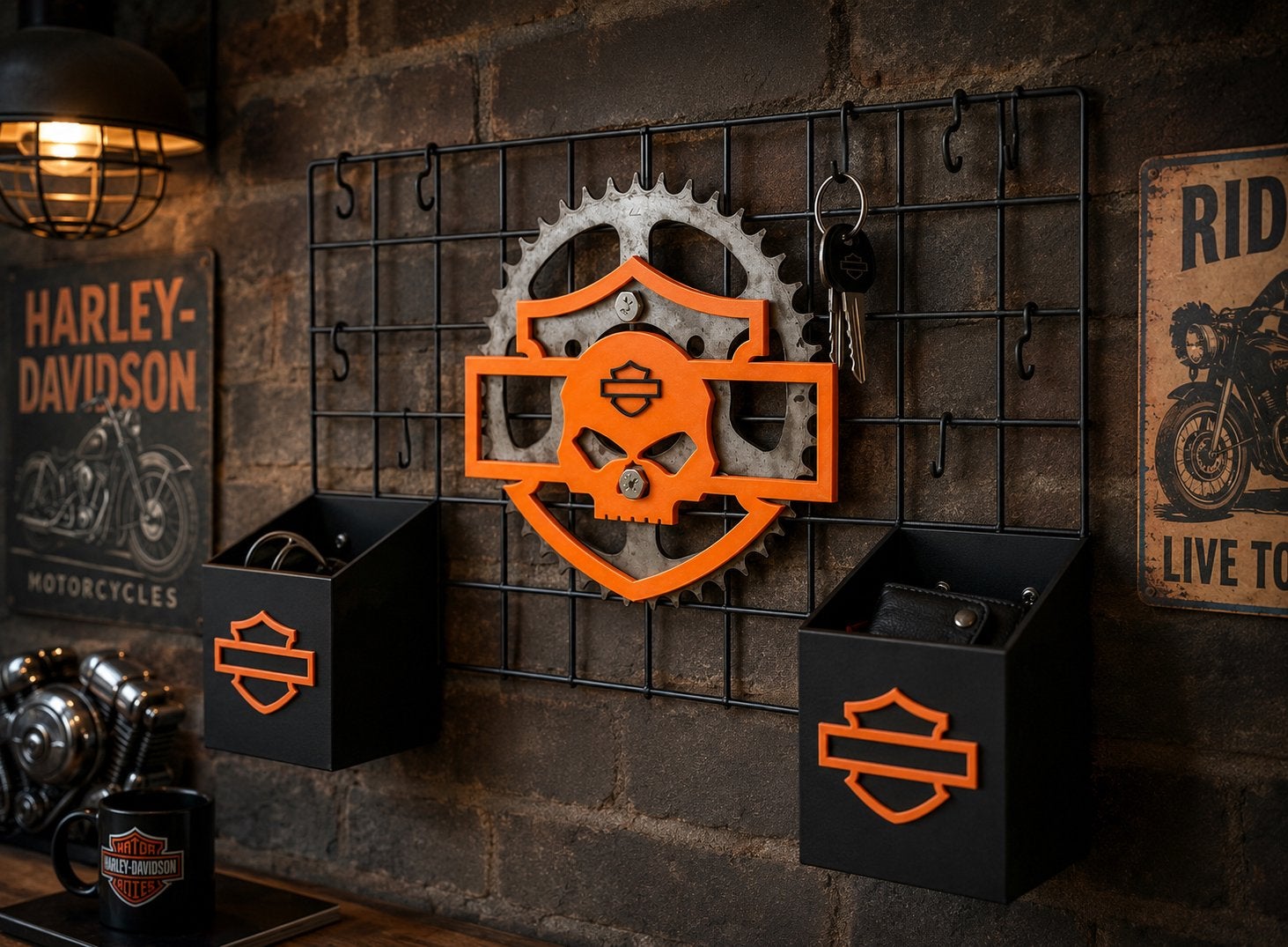 Harley-Davidson wandrek met opbergbakjes en sleutelhaken, Ophalen of Verzenden, Nieuw, Motoren