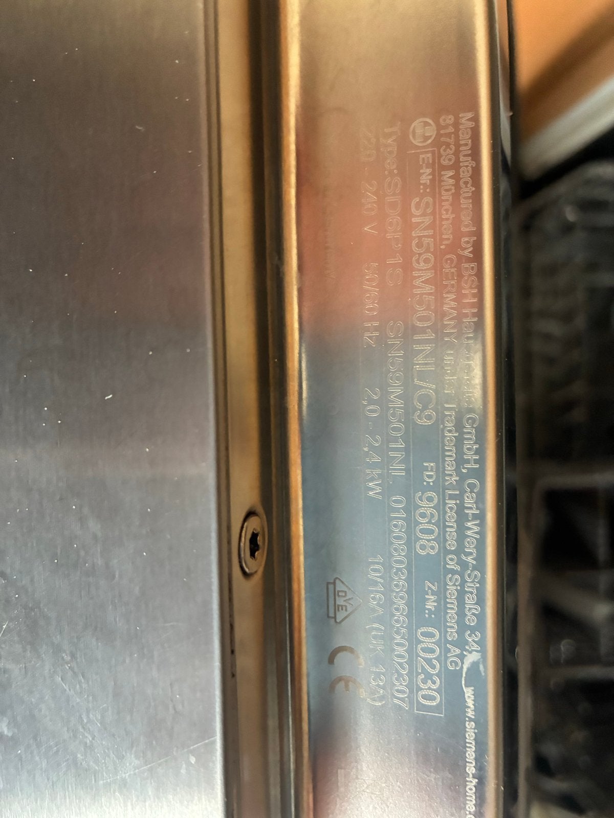 Siemens SN59M501NL/C9 Inbouw Vaatwasser, Ophalen, Gebruikt, 60 cm of meer, Energieklasse A of zuiniger
