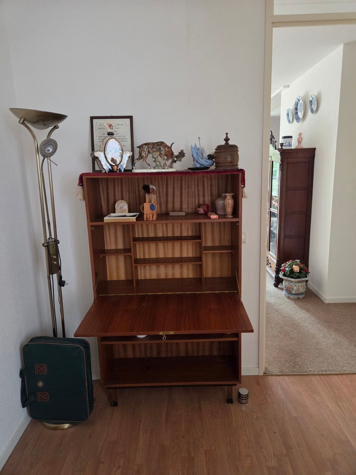 Vintaged - klep bureau + ladekastje, Ophalen, Opbergruimte, Gebruikt, Hout