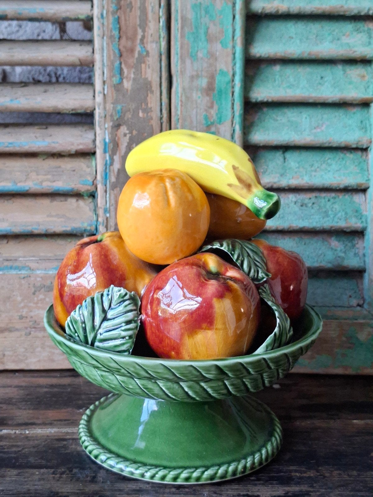 Vintage Majolica Fruitschaal  Toen was geluk, Ophalen of Verzenden