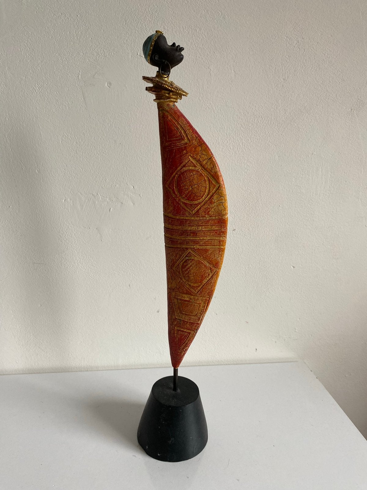 Ndebele Beeld: Zwangere Vrouw - Afrikaanse Kunst, Antiek en Kunst, Hout, Afrika, Handgemaakt, Ophalen of Verzenden