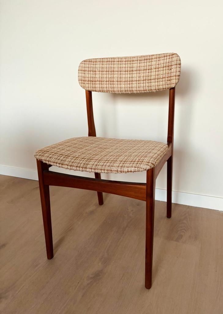Set van 4 Denemarken stoelen –B. Rasmussen Thorso, jaren ’50, Ophalen, Zo goed als nieuw, Bruin, Stof