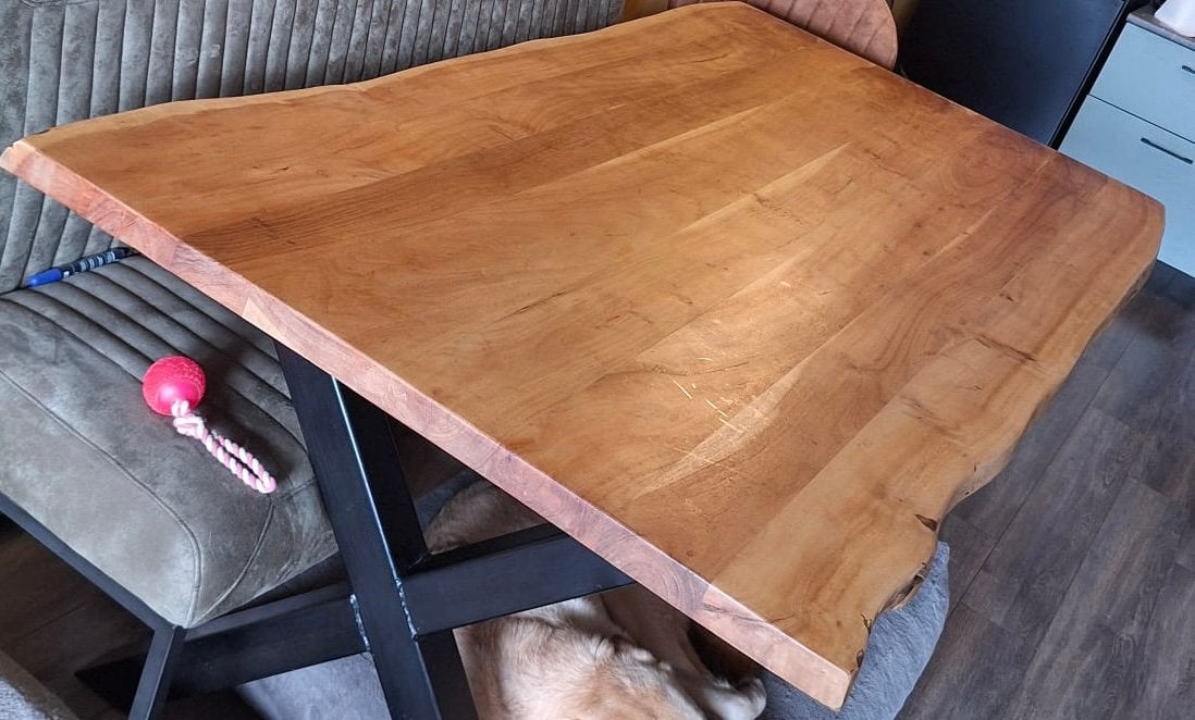 Houten eettafel, Ophalen, 200 cm of meer, 50 tot 100 cm, Zo goed als nieuw