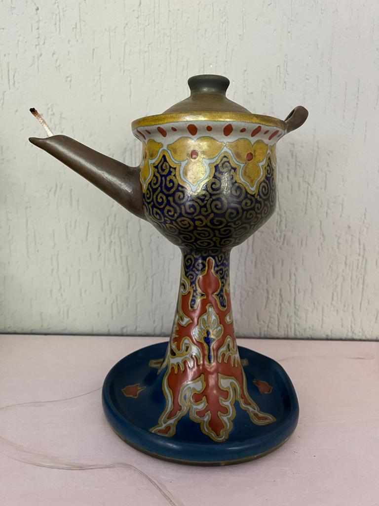 Antieke Goudse Olie Lamp - Pura Gouda Holland, Antiek en Kunst, Antiek | Lampen, Ophalen of Verzenden