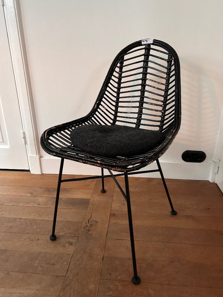 Stoel zwart rotan, Huis en Inrichting, Ophalen, Gebruikt, Zwart, Metaal