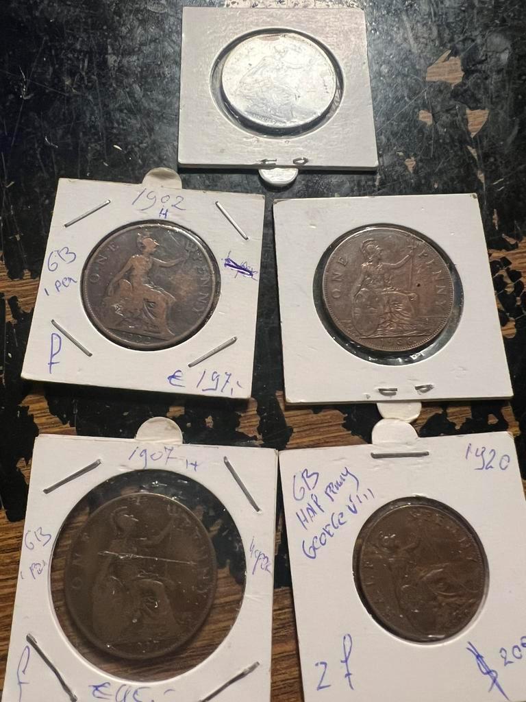 One penny munt 1899,1902,1917,1920,1936, Postzegels en Munten, Ophalen of Verzenden, Overige landen, Losse munt