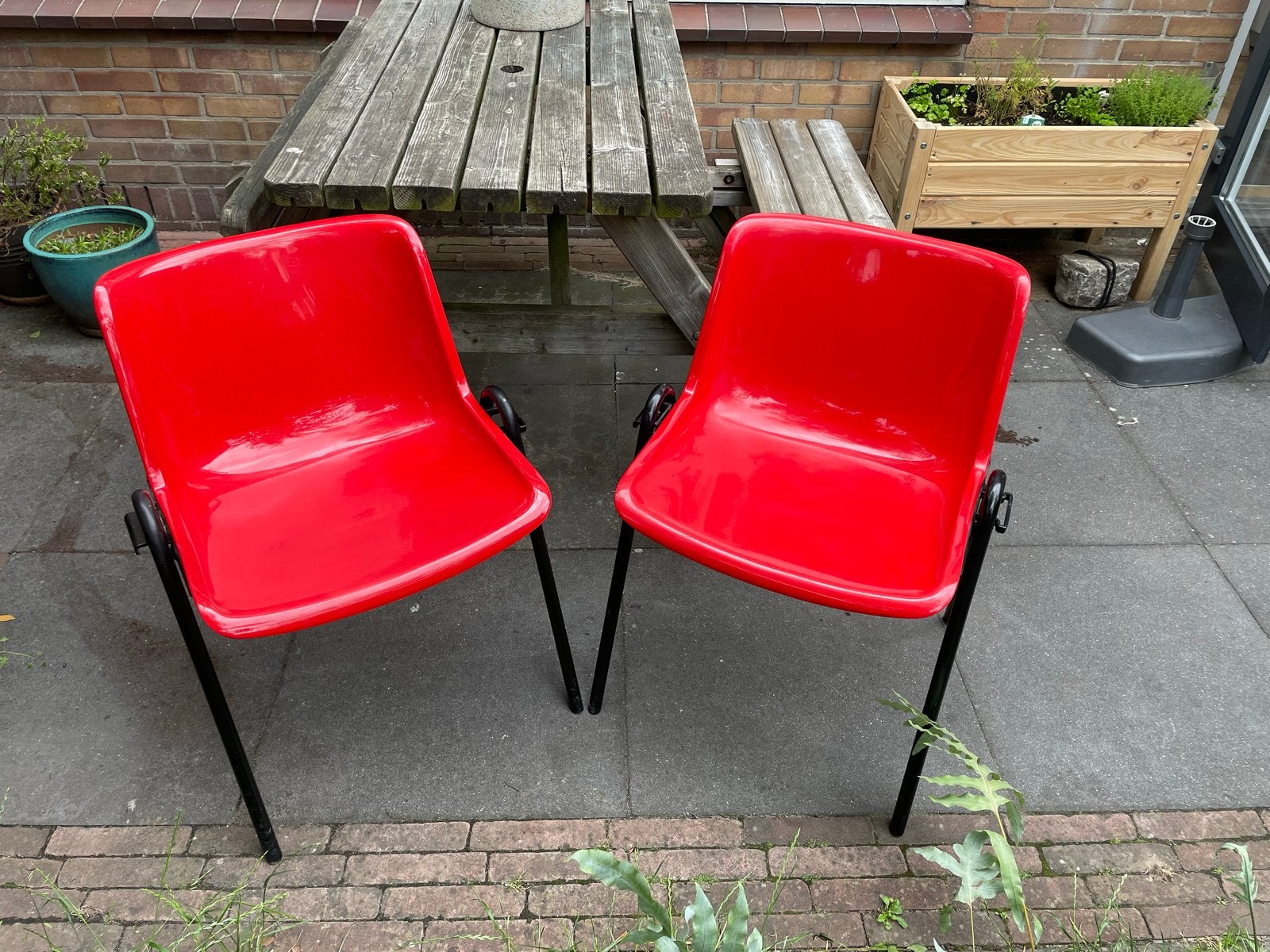 2x Vintage Tecno Modus Stoel - Osvaldo Borsani - Rood, Ophalen