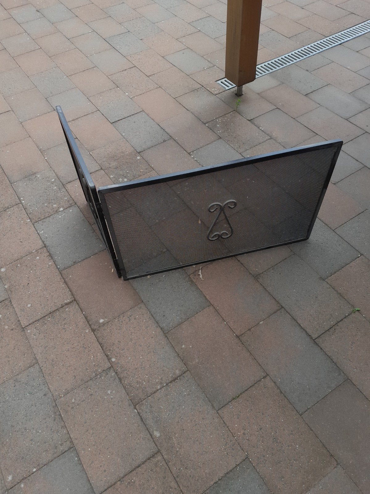 Zwart metalen vonkenscherm voor open haard, Ophalen, Gebruikt, Vrijstaande haard, Overige soorten