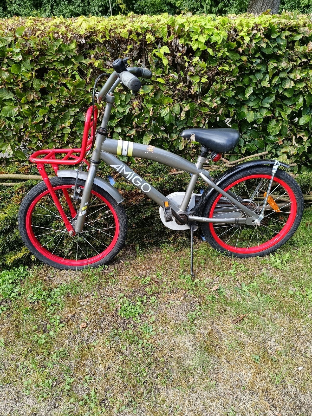 Amigo kinderfiets met voordrager - Gebruikt maar functioneel, Ophalen, Velgrem, Amigo, 16 tot 20 inch