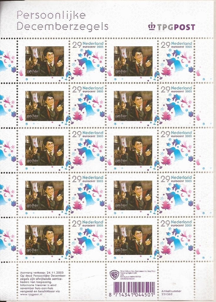Harry Potter  2005 Persoonlijke Decemberzegels velletje, Ophalen of Verzenden, Na 1940, Postfris