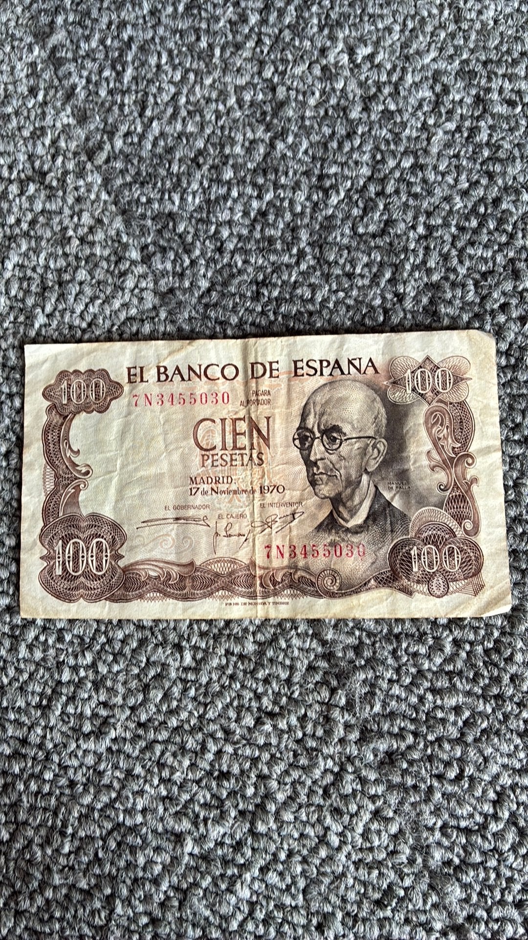 Spanje 100 pesetas 1970, Postzegels en Munten, Bankbiljetten | Europa | Niet-Eurobiljetten, Ophalen of Verzenden, Overige landen