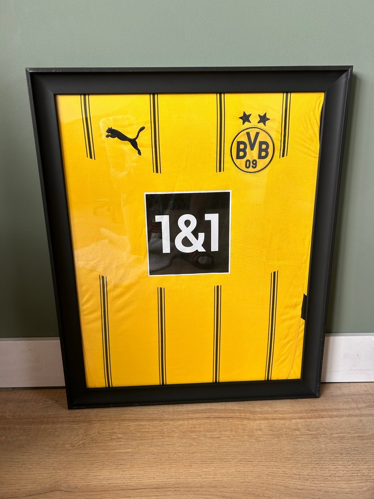 Ingelijst Dortmund shirt - Wanddecoratie 40x50 cm, 40 cm, Textiel, Ophalen of Verzenden, 50 cm