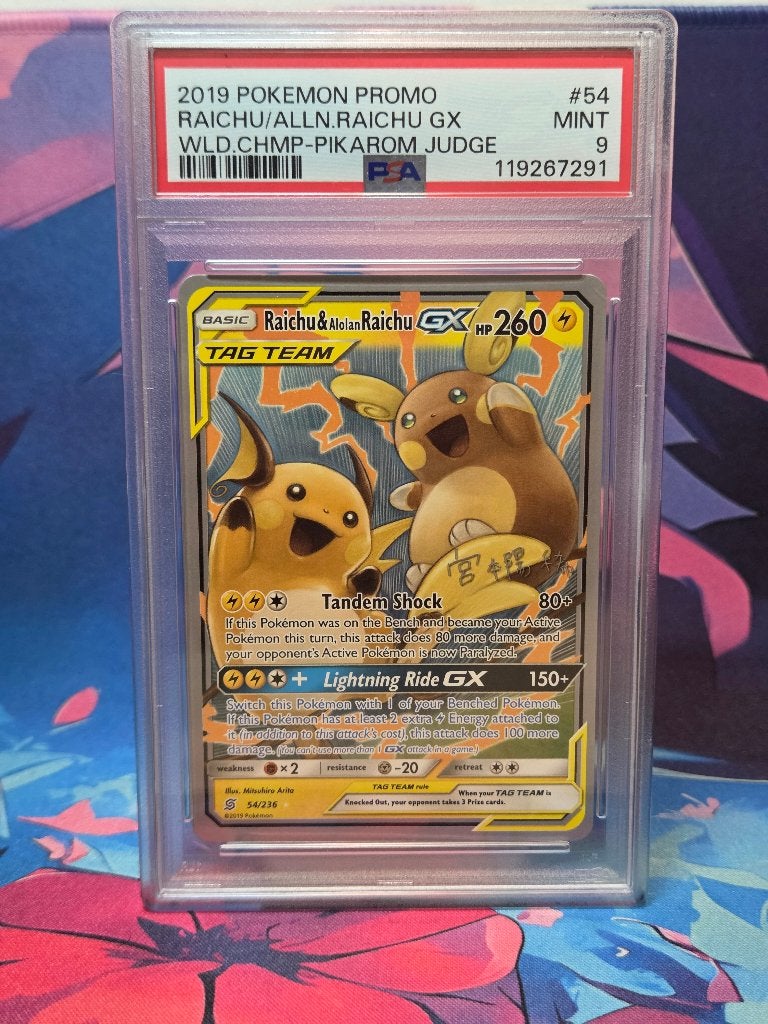 Raichu & Alolan Raichu GX Championships 2019 Judge Promo, Hobby en Vrije tijd, Verzamelkaartspellen | Pokémon, Ophalen of Verzenden
